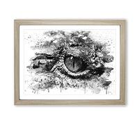 Crocodile Eye Vol.1 V4 Modern Framed Wall Art Print, Ready to Hang Picture for Living Room Bedroom Home Office Décor, Oak A3 (46 x 34 cm)