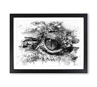 Crocodile Eye Vol.1 V4 Modern Framed Wall Art Print, Ready to Hang Picture for Living Room Bedroom Home Office Décor, Black A4 (34 x 25 cm)