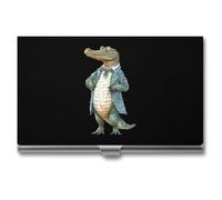 Crocodile Gentleman Metal Business Credit Card Holder Wallet Case for Men Women Slim