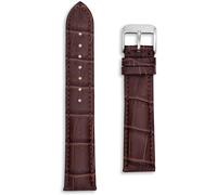 Crocodile Grain Calf Leather Strap | 18 mm Medium Brown | Mens Ladies Replacement Dress Watch Band | Matte Alligator Croc Pattern | Nubuck Lining | Spring Bars and Tool Included (18mm, Brown)