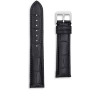 Crocodile Grain Calf Leather Strap | 20 mm Black | Mens Ladies Replacement Dress Watch Band | Matte Alligator Croc Pattern | Nubuck Lining | Spring Bars and Tool Included (20mm, Black)