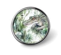 Crocodile Green Round Badge Cute Enamel Lapel Pin Brooches Button Pin Personalized Clothing Decoration Unisex Badge Holder Hats Bags Shirts Decor