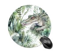 Crocodile Green Round Mouse Pad Smooth Glide Gaming Mousepad Extra Density Portable Comfortable Mouse Mat for Desk, Home, Office 7.8x7.8 Inches