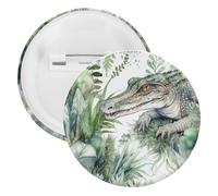 Crocodile Green Tinplate Badge Personalized Round Brooch Large Craft Button Suitable for Teachers, Nurses, Doctors, Staff, Party Gift Accessories, 12pcs, Plastic, plastics