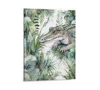 Crocodile Green Wall Art Posters for Bedroom, Personalized Canvas Prints for Office, Framed Wall Decor Picture 16x20inch(41x51cm) for Living Room, Bathroom, Farmhouse, Restaurant