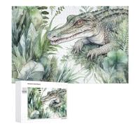 Crocodile Green Wooden Puzzles for Adults 1000 PCS Unique Shape Puzzles Wall Art Home Decor for Puzzle Lovers, Family, Friend Creative Gift Toys