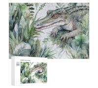 Crocodile Green Wooden Puzzles for Adults 300 PCS Unique Shape Puzzles Wall Art Home Decor for Puzzle Lovers, Family, Friend Creative Gift Toys