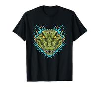 Crocodile Head with Fire Flames Angry Alligator T-Shirt