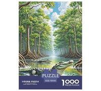 Crocodile Hiding in Mangroves 1000 Pieces Portable Jigsaw Puzzle Animal Age 3+ Quirky, Abstract Design, Home Decoration, Educational, Challenging Puzzle Games 70x50cm/1000pcs