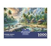 Crocodile Hiding in Mangroves 1000 Pieces Portable Jigsaw Puzzle Animal Age 3+ Quirky, Abstract Design, Home Decoration, Educational, Challenging Puzzle Games 38x26cm/1000pcs