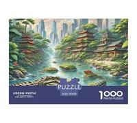Crocodile Hiding in Mangroves 1000 Pieces Premium Jigsaw Animal Age 3+ Cool Collage Effect, Fun Details, Educational, Challenging Puzzle Games 70x50cm/1000pcs