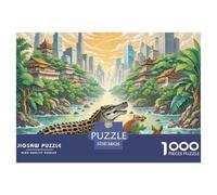 Crocodile Hiding in Mangroves 1000 Pieces Premium Jigsaw Animal for Adults Gifts Cool Collage Effect, Home Decoration, Educational, Challenging Puzzle Games 38x26cm/1000pcs