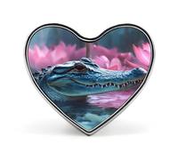 Crocodile in Water Custom Brooch Pin Heart Lapel Pins Tie Suit Dress Accessories for Men Women Wedding Birthday
