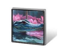 Crocodile in Water Custom Lapel Pins Square Brooch Tie Suit Dress Accessories for Men Women Wedding Birthday