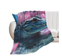 Crocodile in Water Cute Throw Blanket Super Soft Blankets for Fall And Winter Couch Sofa Bedroom 40"*50" （100 * 130cm）