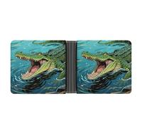 Crocodile in Water Wallet for Men Bifold Rfid Blocking Slim Money Clip Front Pocket Wallet Card Holder