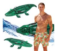 Crocodile Inflatable Float, Inflatable Alligator Float Board, Animal Inflatable Swimming Pool Float Raft, Crocodile Reusable Inflatables Surfboard with Double Handles, for Swimming Fun