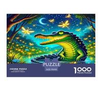 Crocodile Jigsaw Puzzle 1000 Piece -Crocodile Cosmic Psychedelic Vibrant Surreal Puzzles for Adults Gifts Recycled Paper Educational Game Decompression70x50cm/1000pcs