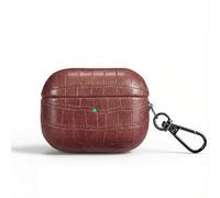 Crocodile Leather Case for Airpods 4 Case 2025 - Vintage Aesthetic, Compatible, Front LED Visible,for Airpods 4 Protective Cover with Keychain for Man Women(Darkbrown)