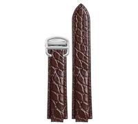Crocodile leather watch strap Compatible With Cartier blue balloon WSBB0025 W69012Z4 14-8mm 16-8mm 18-11mm 20-12mm 22-14mm convex watchband(Brown silver,16.8mm)
