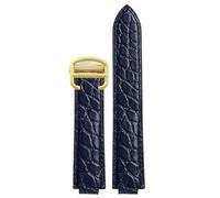 Crocodile leather watch strap Compatible With Cartier blue balloon WSBB0025 W69012Z4 14-8mm 16-8mm 18-11mm 20-12mm 22-14mm convex watchband(Dark blue gold,14.8mm)