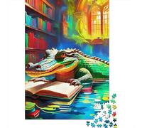Crocodile Library 1000 Piece Jigsaw Puzzle Paper for Adults Night Color Puzzle Game for Family Decoration Gift 70x50cm/1000pcs