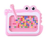 Crocodile Magnetic Drawing Board with Colorful Beads, Montessori Educational Toys for Kids, PC Plastic Dot Art Doodle Board, 20x16 cm, Manual Operation with Magnetic Pen (Pink)