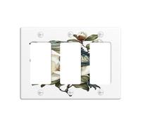 Crocodile Magnolia Light Switch Cover Plates/Outlet Covers, Nature Inspired Green Floral Design, Ideal for Home Decor, Standard Size 3 Gang Wall Plate