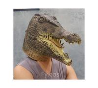 (Crocodile mask) Raptor Mask with Fur Original Furri Dragon Dinosaur Head Latex Mascara