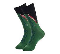 Crocodile Men's Fun Dress Socks - Colorful, Funky, Fancy Novelty Patterned Casual Combed Cotton Office Socks - Mid Calf, Cool, Crazy Design - Unique & Striking - 1 Pair - Size 6-11