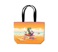 Crocodile On A Beach Holiday Beach Shopper Tote Bag Warren Reed - Designer Yellow One Size