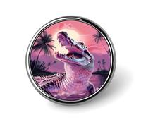 Crocodile Palm Tree Round Brooch Pin Badge Lapel Tie Pin for Women Men Office Worker Teacher Decor