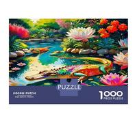 Crocodile Paperboard Alligator in Lily Pond Classic Jigsaw Puzzle for Adults Relaxing Puzzle Gift 38x26cm/1000pcs
