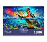 Crocodile Paperboard Psychedelic Alligator Ocean Classic Jigsaw Puzzle Brain Training Gift for Adults 38x26cm/1000pcs