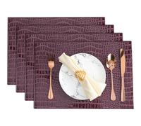 Crocodile Pattern PU Placemats 2pcs/4 - Waterproof Heat Resistant Non-Slip Washable Table Mats (Dark Brown 2pcs 45 * 30cm)