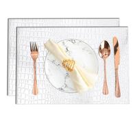 Crocodile Pattern PU Placemats 2pcs/4 - Waterproof Heat Resistant Non-Slip Washable Table Mats (Light Brown 4pcs 45 * 30cm)