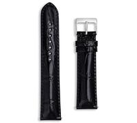 Crocodile Pattern Quick Release Strap | 22 mm Black | Embossed Alligator Croc Grain Leather Watch Band | High Gloss | Fast Fit Spring Bar Pins | Replacement Watchstrap | Men & Women (22mm, Black)