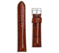 Crocodile Pattern Quick Release Strap | 22 mm Brown | Embossed Alligator Croc Grain Leather Watch Band | High Gloss | Fast Fit Spring Bar Pins | Replacement Watchstrap | Men & Women (22mm, Brown)