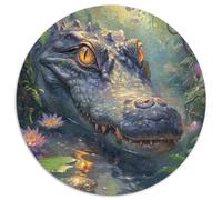 Crocodile Puzzle 1000 Piece Jigsaw Circular Jigsaws Adults Kids Puzzles Creative Games Home Adult Decoration Educational Games Inspirational 1000pcs (67.5x67.5cm)
