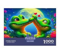 Crocodile Puzzle for Adults Two Love-struck Crocodiles by Moon 1000Pc Historic River Tour Impossible Hard Difficult Challenging Fun Present 52x38cm/1000pcs