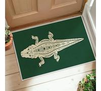 Crocodile Runner Rug, Nature Contemporary Geometric Pattern Summer Green Non-Slip Doormat Throw Rug Edge Binding for Kitchen Laundry Room Doorway Entryway Decor 2x3 Ft