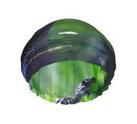 Crocodile,Shower Cap Nightcap Double Layer Waterproof Elastic Bath Cap Reusable Hair Cap