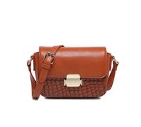 Crocodile Skin 2 Compartments Flap Metal Push Lock Cross Body Bag JFY Brown One Size