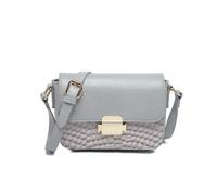 Crocodile Skin 2 Compartments Flap Metal Push Lock Cross Body Bag JFY Light Grey One Size