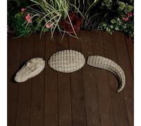 Crocodile Stone Cast 3-Piece Garden Ornament Lawn Statue by DGS Statues | Hand-Finished