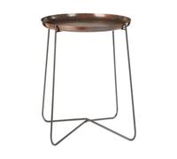 Crocodile Texture Copper Finish Top and Black Metal Base Round Side Table | Hege