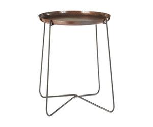Crocodile Texture Copper Finish Top and Black Metal Base Round Side Table | Hege