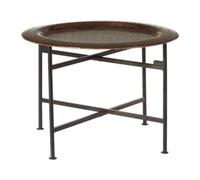 Crocodile Texture Copper Finish Top Round Side Table with Black Metal Base | Heg