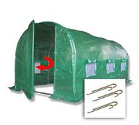 Crocodile Trading 4M X 2M + Anchorage Stake Kit (13' X 7' Approx) Pro+ Green Polytunnel Greenhouse