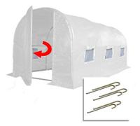 Crocodile Trading 4M X 2M + Anchorage Stake Kit (13' X 7' Approx) Pro+ White Polytunnel Greenhouse